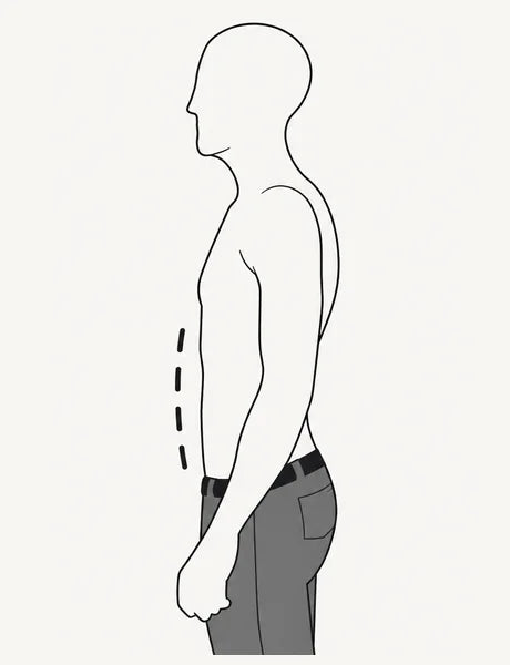 Flat stomach, side profile